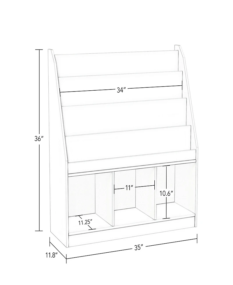 Kids Bookrack with Three Cubbies