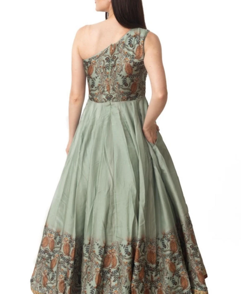 Raas Women's Fit and Flare Dress with Multi-Color Belt Rhinestone Mirrorwork