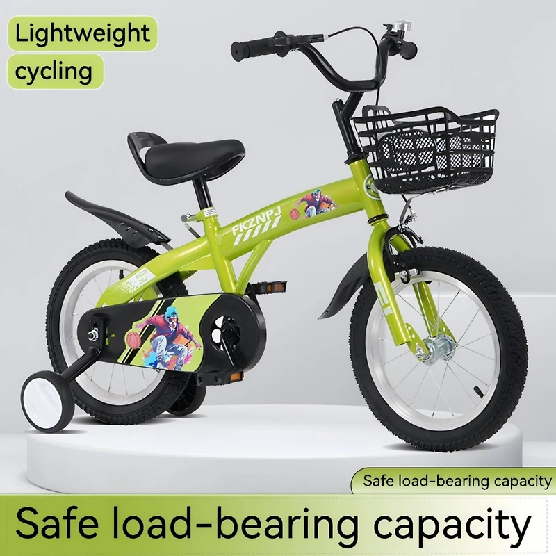 18 inch sporty kids bike with training wheels and stand Adjustable saddle Suitable for aged 5-10 years tall Height 39-49 inches