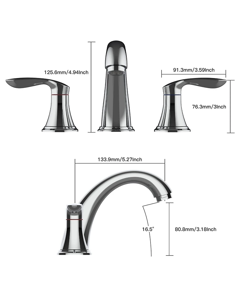 gaomon Bathroom Sink Faucet,Widespread Chrome Bathroom Faucet 3 Hole