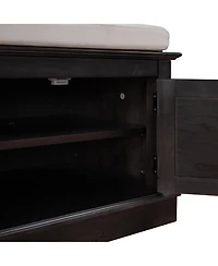 Multi-Use Storage Bench – 4-Door Organizer Cabinet with Shelves for Hallway, Bedroom, or Mudroom