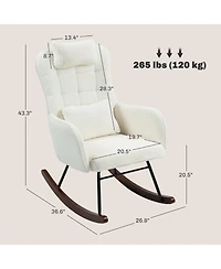 Homcom Teddy Fleece Rocking Chair with Headrest and Lumber Pillow,