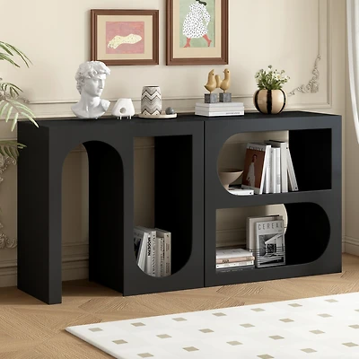 Streamdale Modular Entryway Console Table with Curved and Rectangular Design