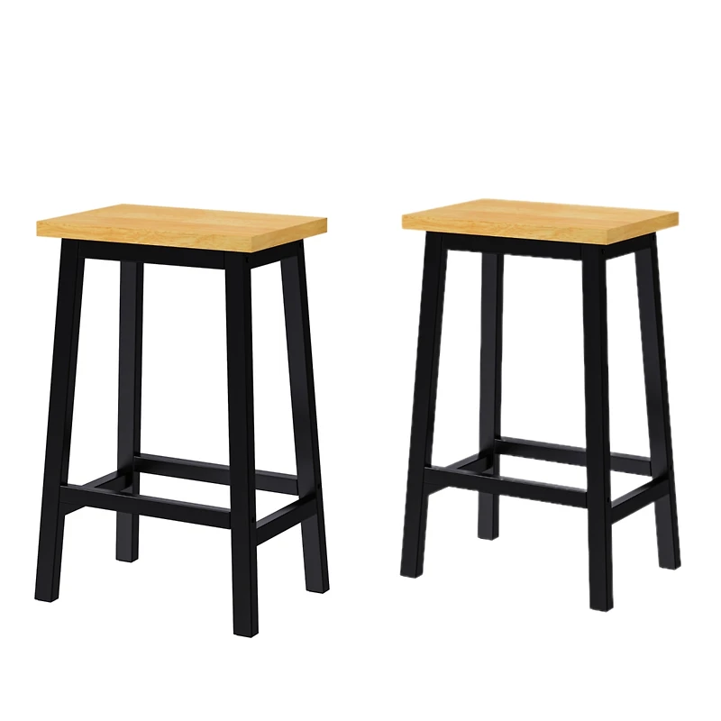 Streamdale Furniture Solid Wood Bar Stools, 25.6" Tall, Set of 2, Farmhouse Style
