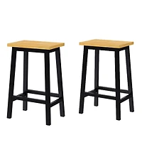 Streamdale Furniture Solid Wood Bar Stools, 25.6" Tall, Set of 2, Farmhouse Style