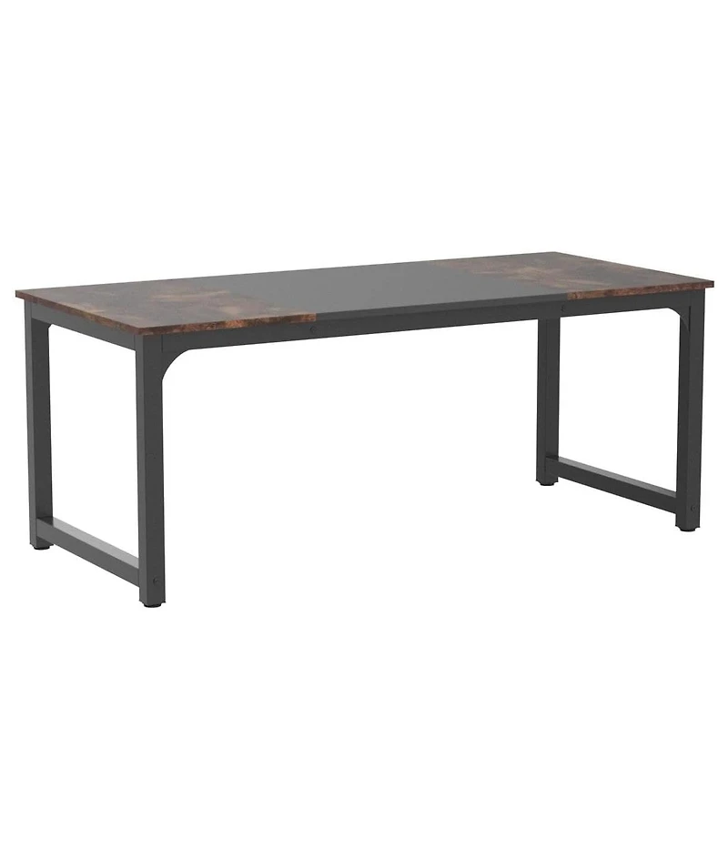 Tribesigns 71"x31.5" Dining Table, Industrial for 6-8 Person, Rectangular Dinner Table for Dining Room Kitchen Living Room, with Heavy Duty Metal Legs
