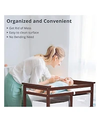 gaomon Wooden Baby Changing Table, Diaper Infant Station Dresser With Laundry Hamper, 3 Drawer Basket And Pad