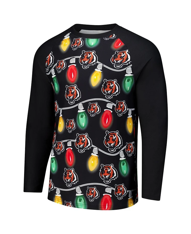 Concepts Sport Men's Black Cincinnati Bengals Garland Knit Raglan Long Sleeve T-Shirt and Pants Set