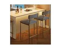 gaomon Bar Stools Set of 2, Kitchen Bar Stools with Footrest, 25.5 Inches Upholstered Bar Chairs with Back, 2 Counter Height Barstools for Counter Bar