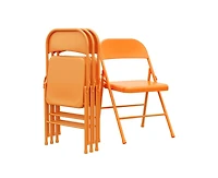 Dining Chairs Set of 4, Foldable Dining Chairs with Metal Frame Hold Up to 350 Pounds, Portable Orange Kitchen Chair Suitable for Dining Room, Living