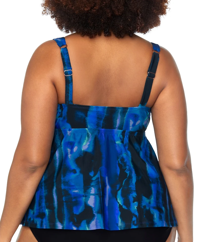 Raisins Curve Trendy Plus Size Straya Printed Underwire Tankini Top