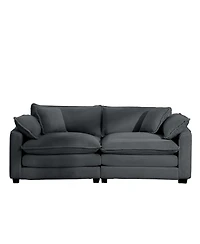 Streamdale Furniture Modern Fabric Living Room Sofa with 4 Pillows Upholstered Large Deep Seating Loveseat, Grey Corduroy