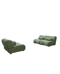 Streamdale Green Chenille Modular Sofa Cozy Recline, Modern Design