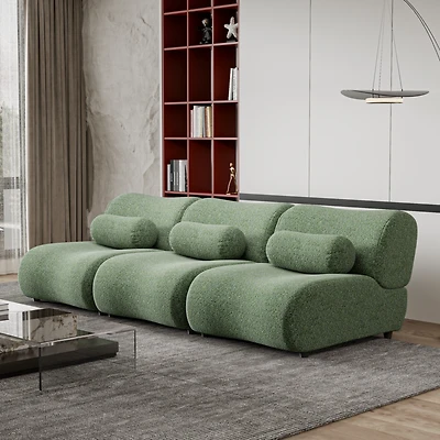 Streamdale Green Chenille Modular Sofa Cozy Recline, Modern Design