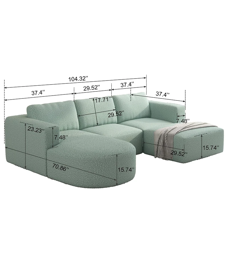 Streamdale Modular Sectional Sofa Set with Chaise and Ottoman