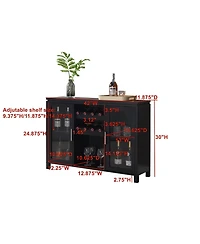 Kings Brand Furniture Neiman Buffet Sideboard Wood Wine Rack Cabinet Table with 2 Shelf to Hold 8 Bottles