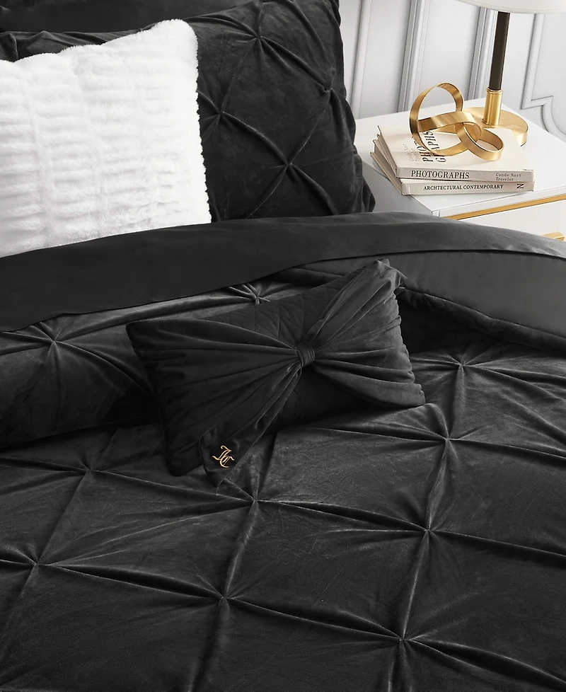 Juicy Couture Velvet Bow Decorative Pillow, 10" x 18"