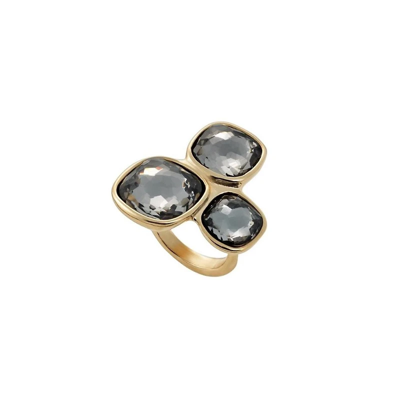 UNOde50 Three Gray Irregular Crystal Metal Alloy Ring