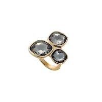 UNOde50 Three Gray Irregular Crystal Metal Alloy Ring
