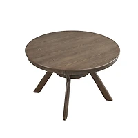47.24''Round Rubber Wood Dining Table for 4-6 with Wooden Trestle Pedestal Base,Modern Kitchen Wooden Table Dinner Table for Dining Room, Living Room,