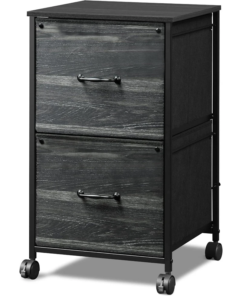 2 Drawer Mobile File Cabinet, Rolling Printer Stand, Fabric Vertical Filing Cabinet fits A4 or Letter Size for Home Office