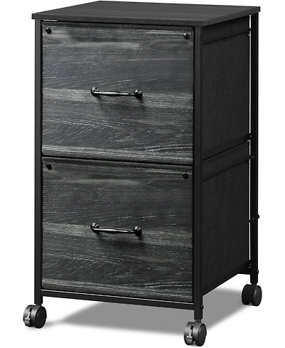 2 Drawer Mobile File Cabinet, Rolling Printer Stand, Fabric Vertical Filing Cabinet fits A4 or Letter Size for Home Office