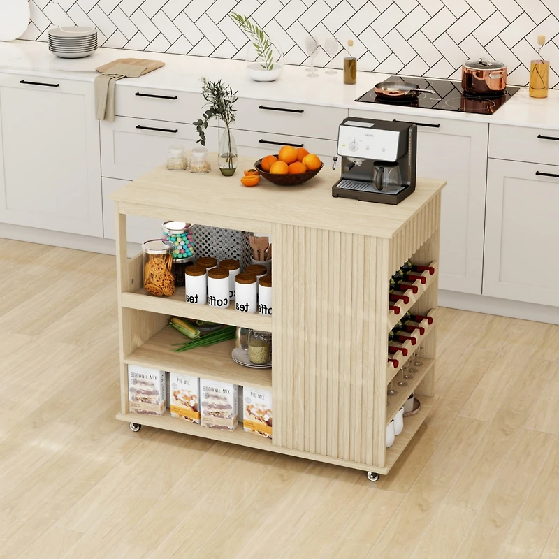 Streamdale Rolling Kitchen Island Cart with Storage