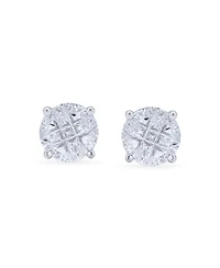 Bling Jewelry Round Solitaire Cz Invisible Cut Checkboard Cubic Zirconia Stud Earrings Sterling Silver