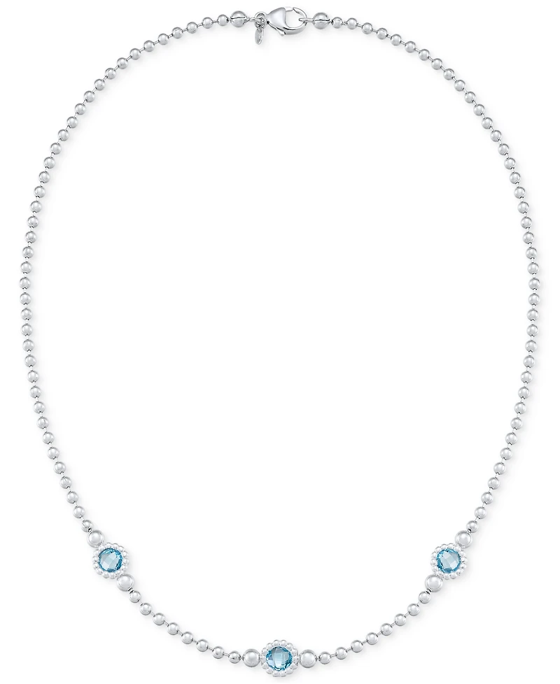 Amethyst Three Stone Bezel 18" Collar Necklace (3 ct. t.w.) 14k Gold-Plated Sterling Silver (Also available Onyx)