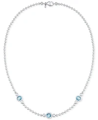 Amethyst Three Stone Bezel 18" Collar Necklace (3 ct. t.w.) 14k Gold-Plated Sterling Silver (Also available Onyx)