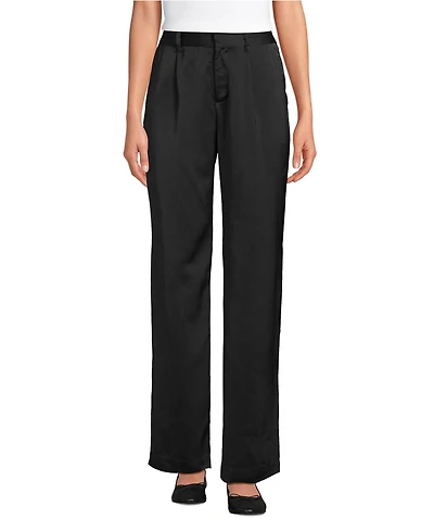 Lands' End Women's Satin Elastic Back Wide Leg Pants