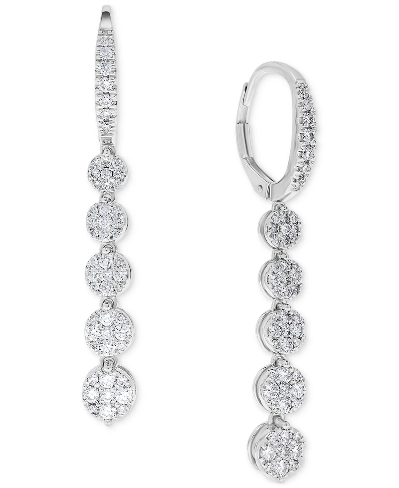 Diamond Multi Cluster Drop Earrings (1 ct. t.w.) in 14k White Gold