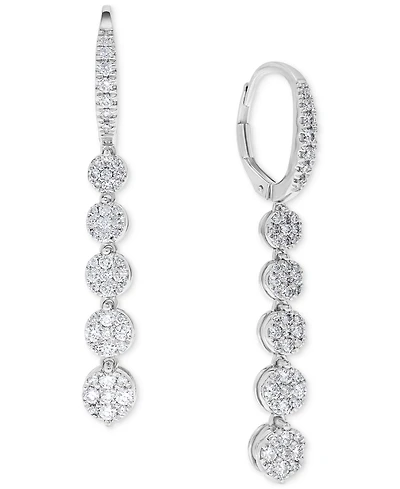 Diamond Multi Cluster Drop Earrings (1 ct. t.w.) in 14k White Gold