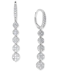 Diamond Multi Cluster Drop Earrings (1 ct. t.w.) in 14k White Gold