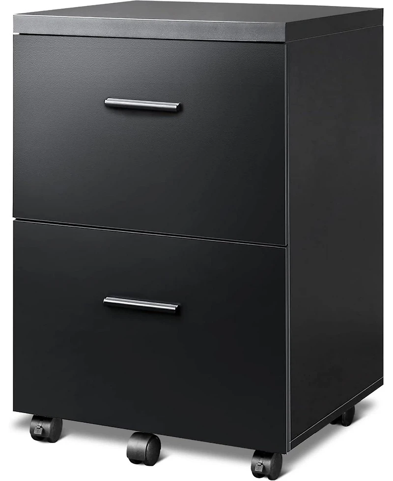 2 Drawer Wood File Cabinet, Mobile Lateral Filing Cabinet with Storage, Letter Legal Size