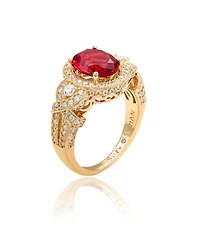 Suzy Levian Sterling Silver Oval Cubic Zirconia French Filigree Ring