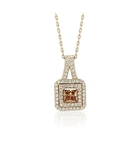 Suzy Levian Rosed Sterling Silver Asscher-Cut Cubic Zirconia Halo Pendant