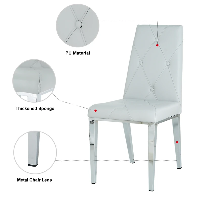 Streamdale Modern Light Grey Dining Chair (Set of 2)