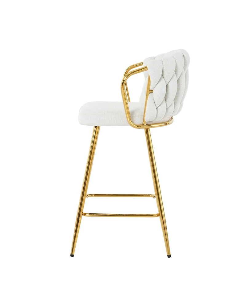 Streamdale Gold-Plated Linen Bar Chair (Set of 2)