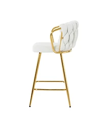 Streamdale Gold-Plated Linen Bar Chair (Set of 2)