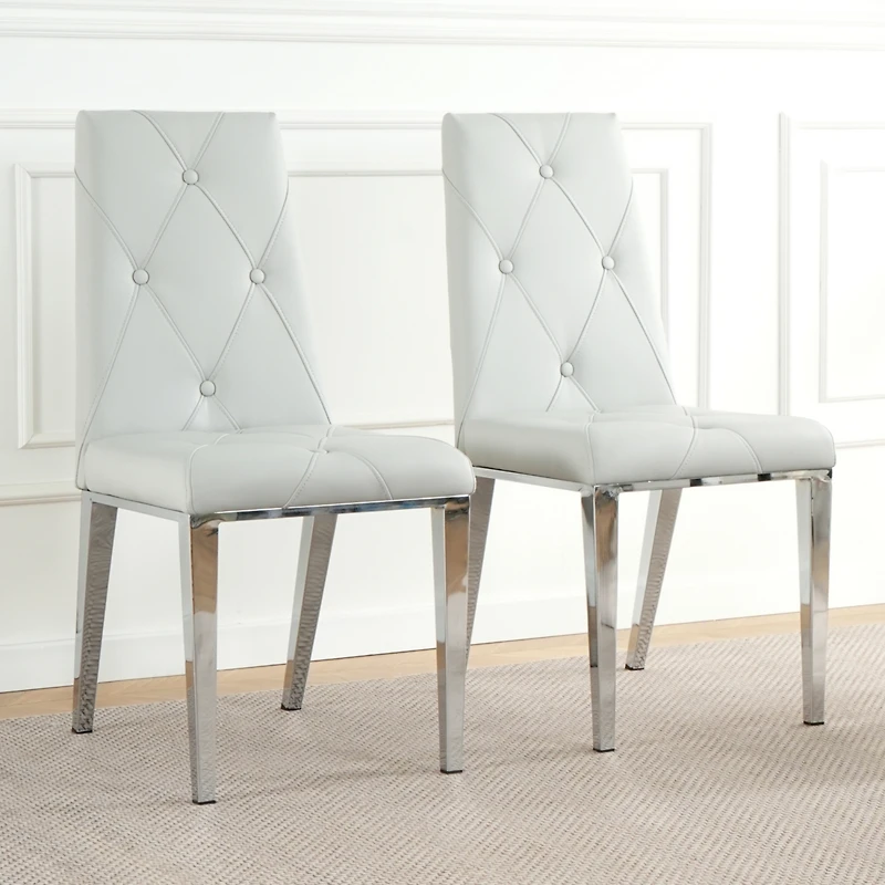 Streamdale Modern Light Grey Dining Chair (Set of 2)