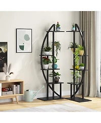 Tribesigns Multi-Purpose Curved Display Shelf Bonsai Flower Plant Stand Rack,5-Tier Pack of 2