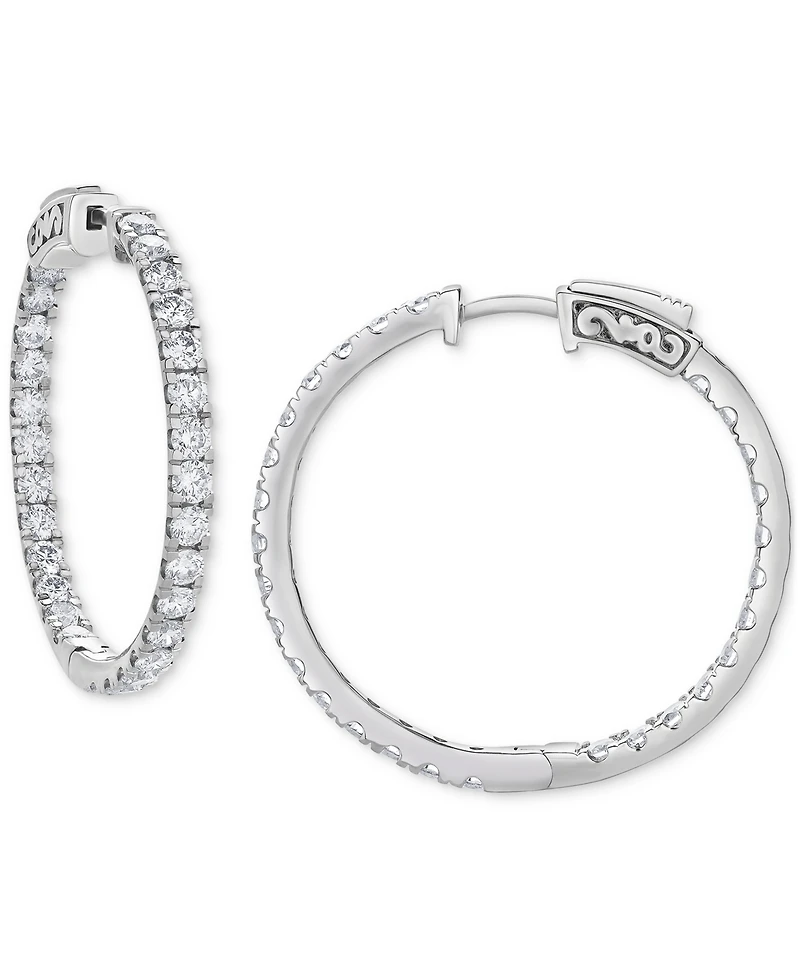 Diamond In & Out Hoop Earrings (3 ct. t.w.) in 14k White Gold