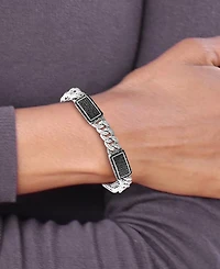 Men's Black & White Diamond Ceramic Link Bracelet (2-1/4 ct. t.w.) in Sterling Silver
