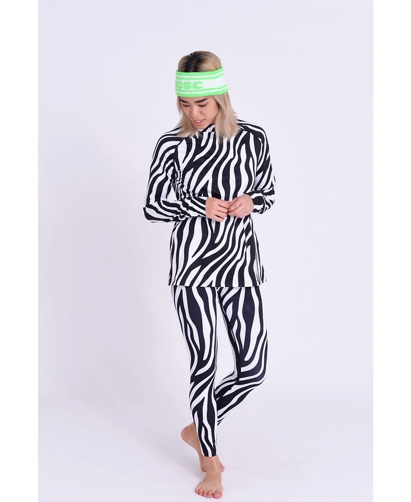 Oosc Clothing Women's Baselayer Top - Hotel California Zebra Print