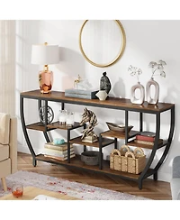 Tribesigns Rustic Console Table with Storage and Shelves,70.9 Inch Long Industrial Entryway Table Tv Stand