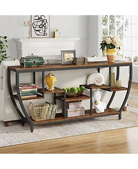 Tribesigns Rustic Console Table with Storage and Shelves,70.9 Inch Long Industrial Entryway Table Tv Stand