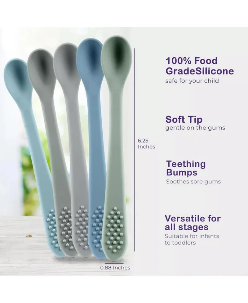 Sperric Baby Spoons - Infant First Stage Silicone Spoon For Self Feeding Set Gum Friendly Bpa Free
