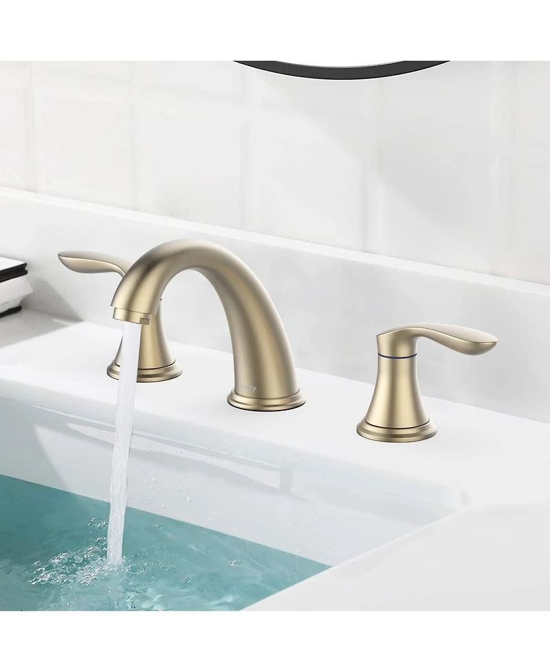 gaomon Bathroom Sink Faucet, Widespread Brushed Bathroom Faucet 3 Hole