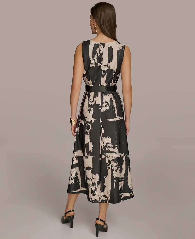 Donna Karan New York Women's Printed Belted A-Line Dress